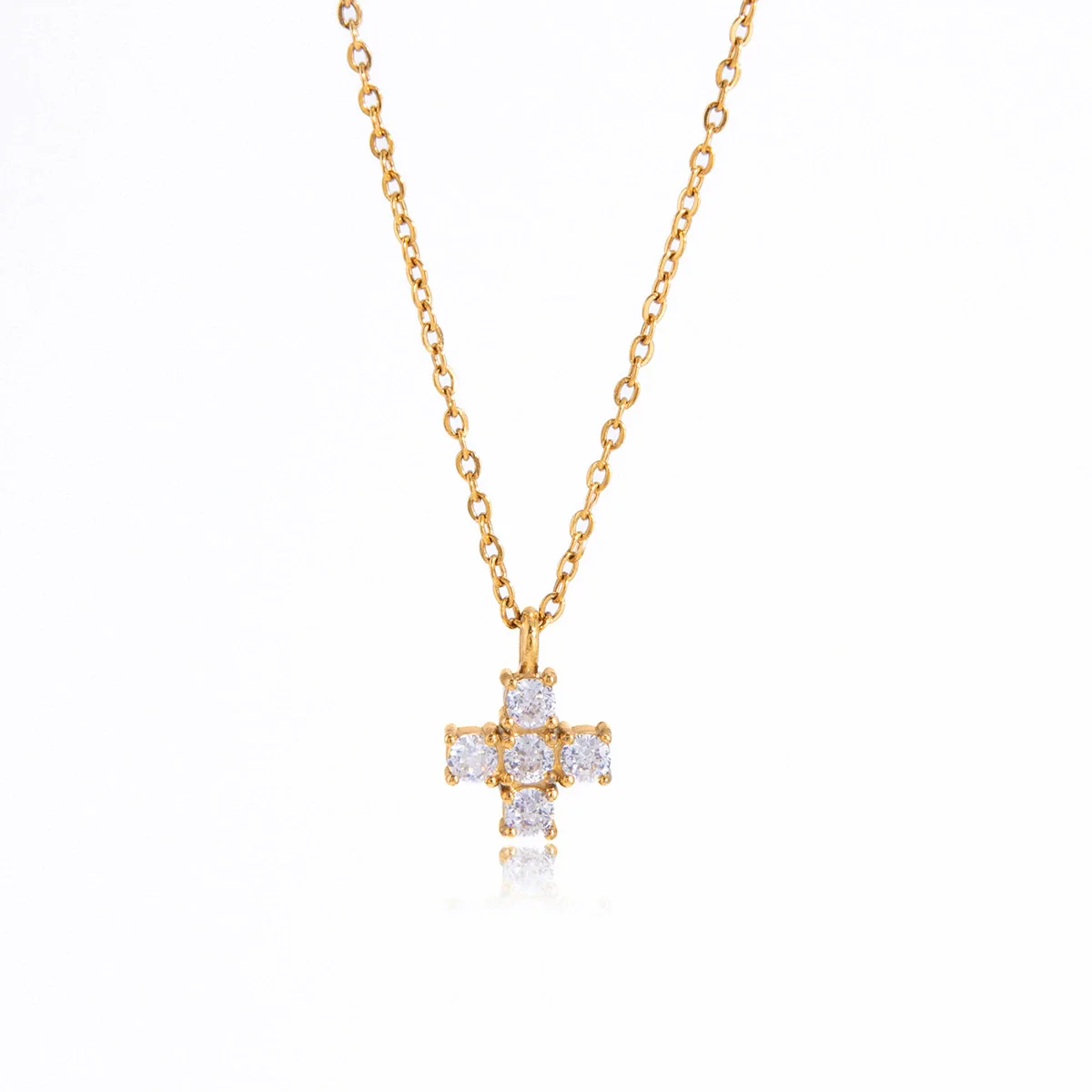 Wholesale Women's Geometric Stainless Steel Vacuum Real Gold Plated Water Dropshaped Necklace Jewelry - Image 5