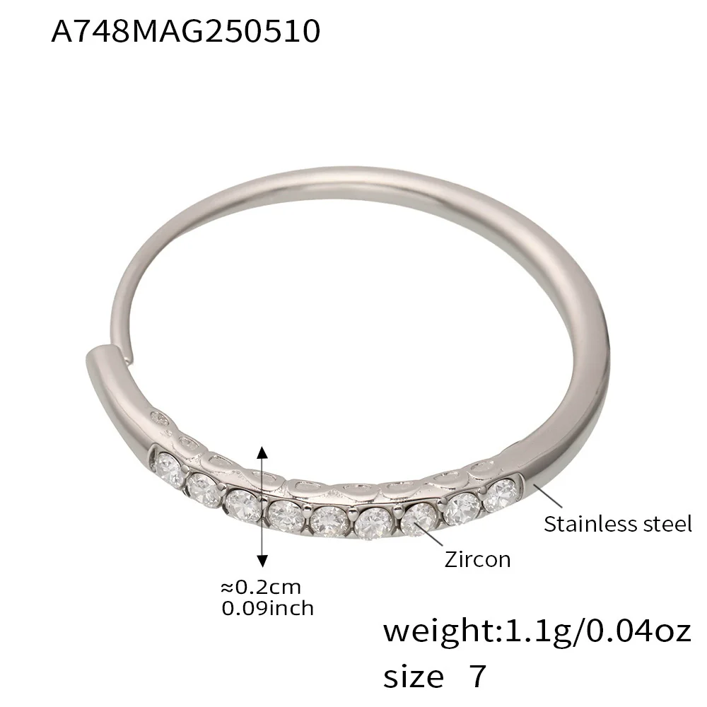 Wholesale Women's Geometric Stainless Steel Zircon Goldplated Ferris Wheel Open Ring Hand Jewelry - Image 7