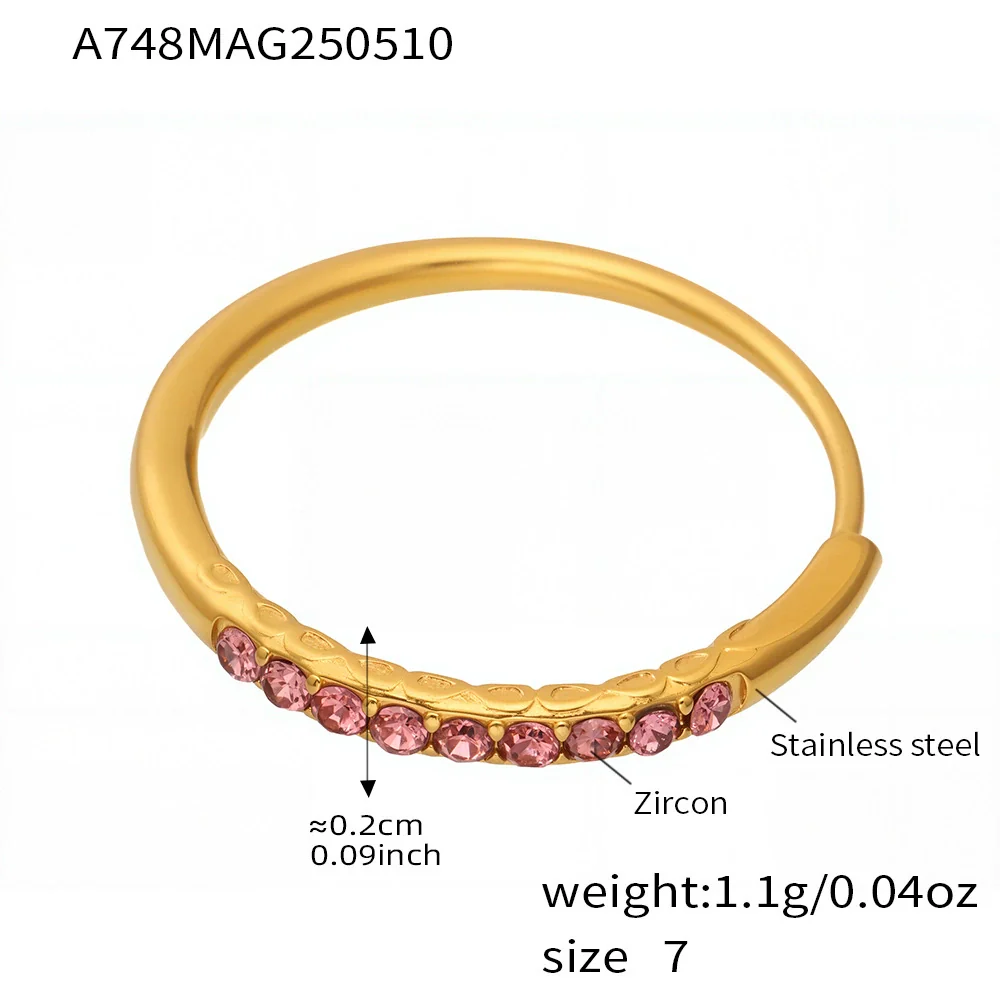 Wholesale Women's Geometric Stainless Steel Zircon Goldplated Ferris Wheel Open Ring Hand Jewelry - Image 8