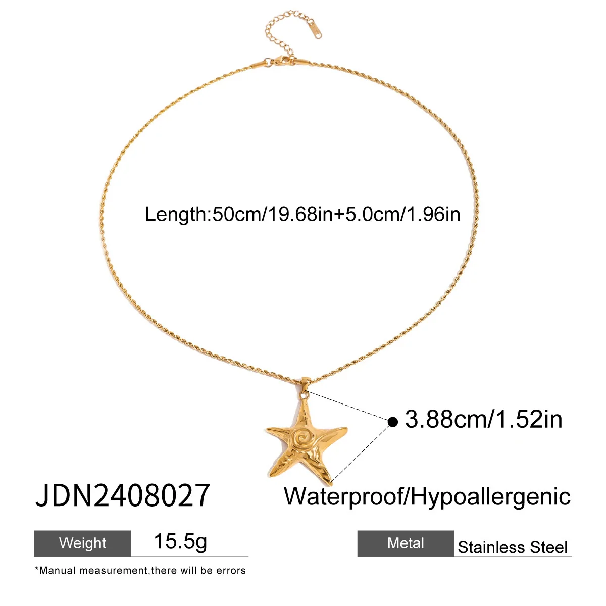 Wholesale Women's Geometric Starfish Pendant Necklace Made Of Titanium Steel And Stainless Steel With Electroplating Process - Image 6