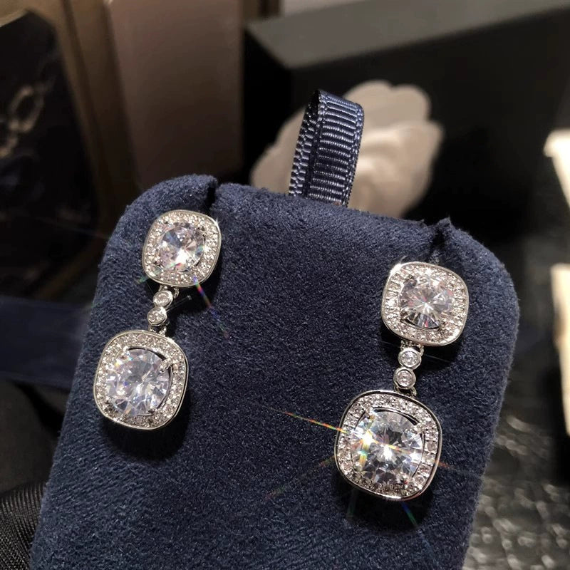 Wholesale Women's Geometric Style Copper Earrings With Shiny Zircon Design - Image 2