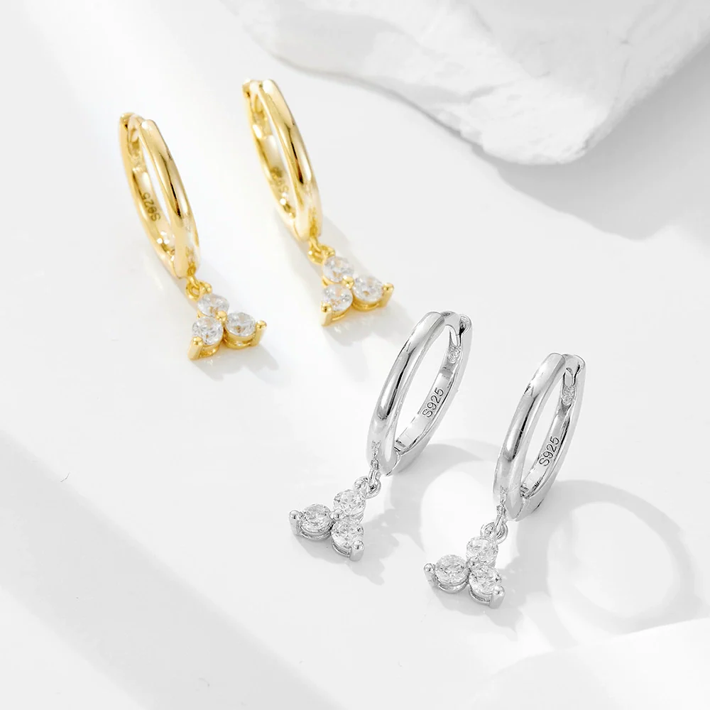 Wholesale Women's Geometric Style Diamond 925 Sterling Silver Earrings - Image 3