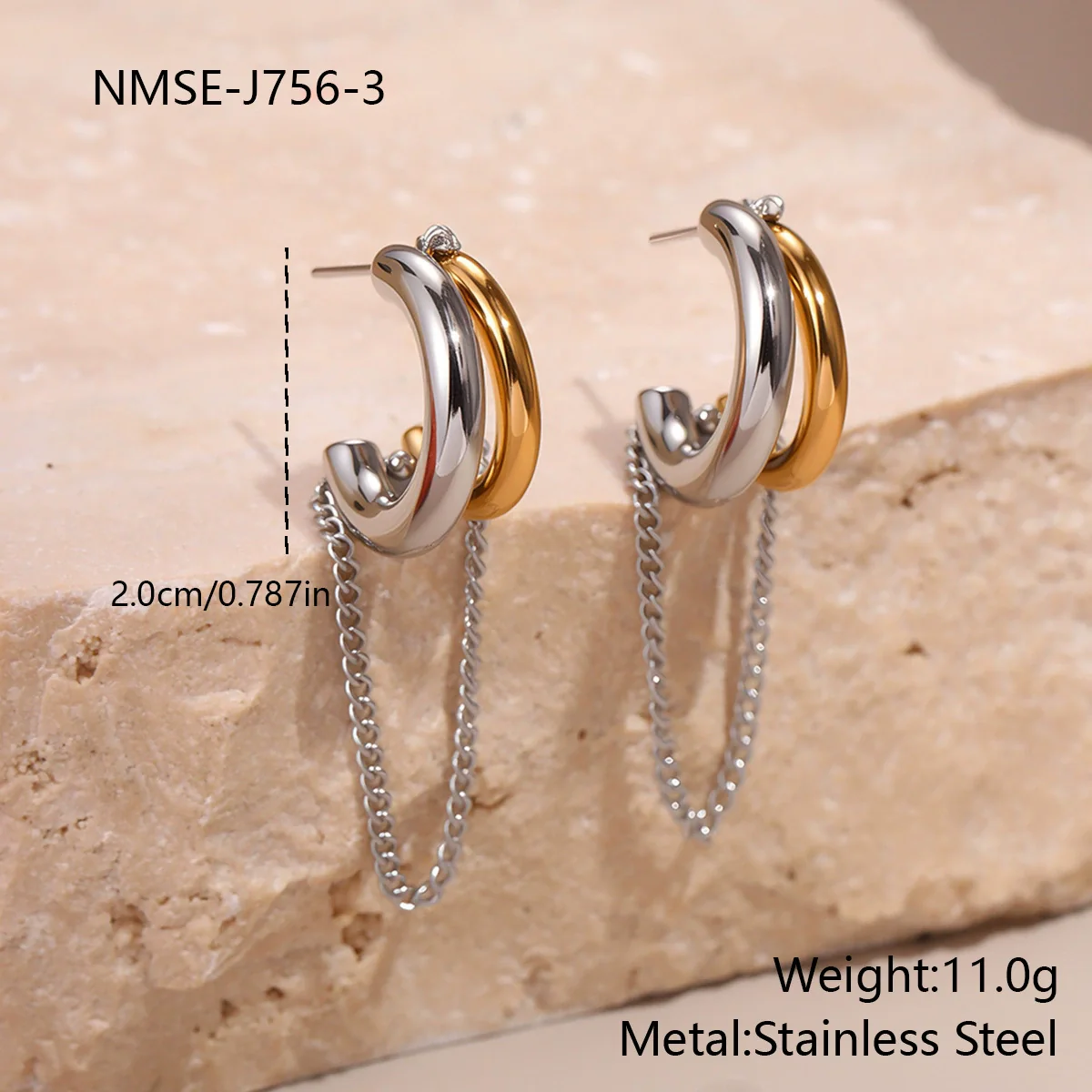Wholesale Women's Geometric Tassel Stainless Steel Electroplated Gold Earrings Fashion Jewelry - Image 8