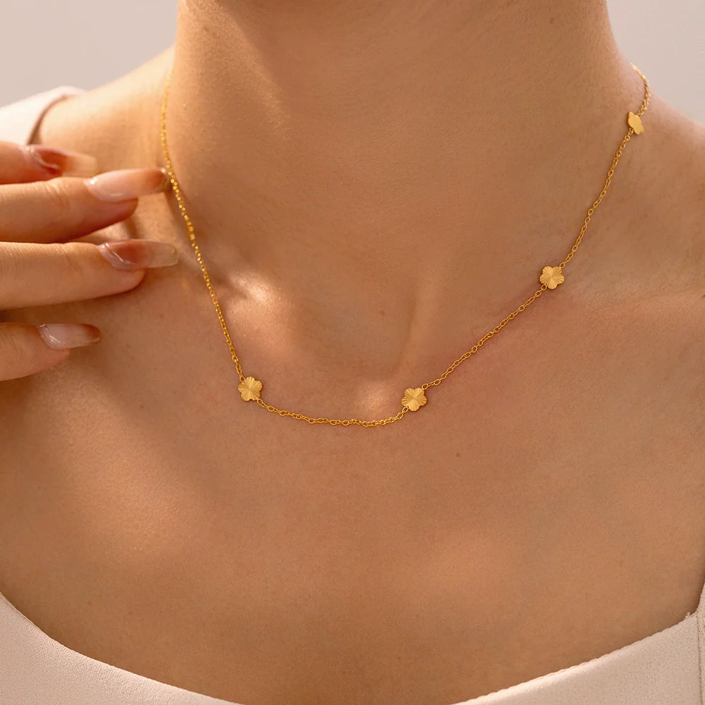 Wholesale Women's Geometric Titanium Steel 18K Gold Plated Fashion Clavicle Chain Jewelry