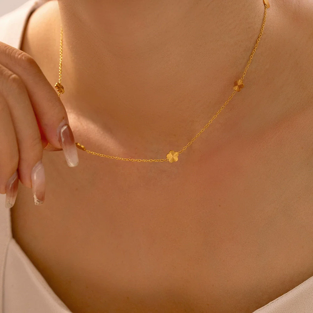 Wholesale Women's Geometric Titanium Steel 18K Gold Plated Fashion Clavicle Chain Jewelry - Image 3