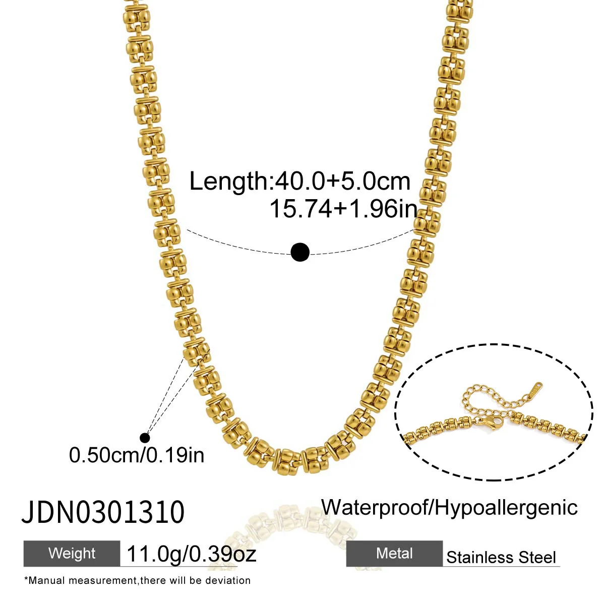 Wholesale Women's Geometric Titanium Steel And Stainless Steel Electroplated Jewelry Bracelet And Necklace Set - Image 10