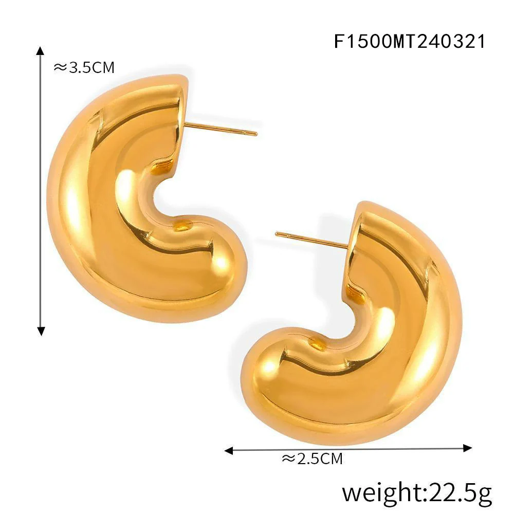 Wholesale Women's Geometric Titanium Steel Electroplated Hollow Cshaped Ferris Wheel Earrings - Image 10