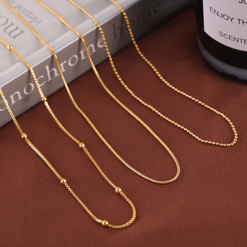Wholesale Women's Geometric Titanium Steel Necklace With Round Beads And Snake Bone Chain Fashion Electroplated Design - Image 2