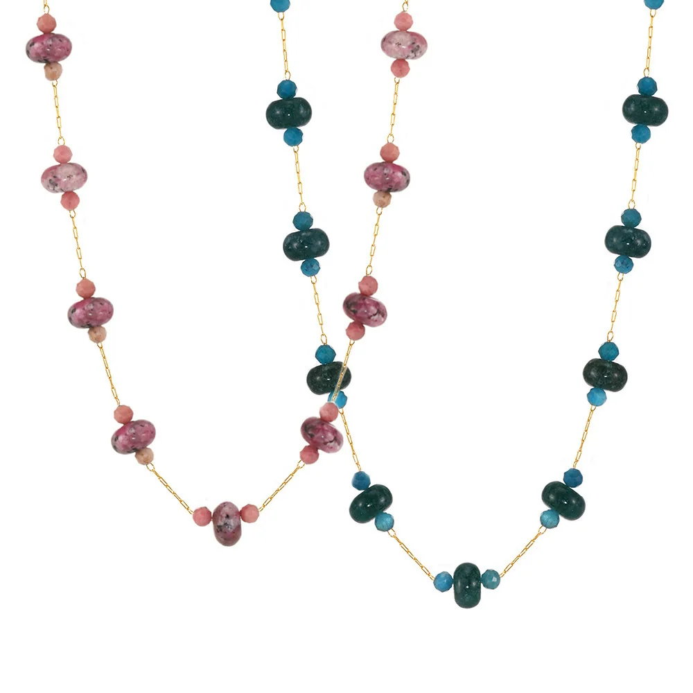 Wholesale Women's Geometric Tourmaline Stainless Steel 18K Gold Plated Necklace Jewelry - Image 5
