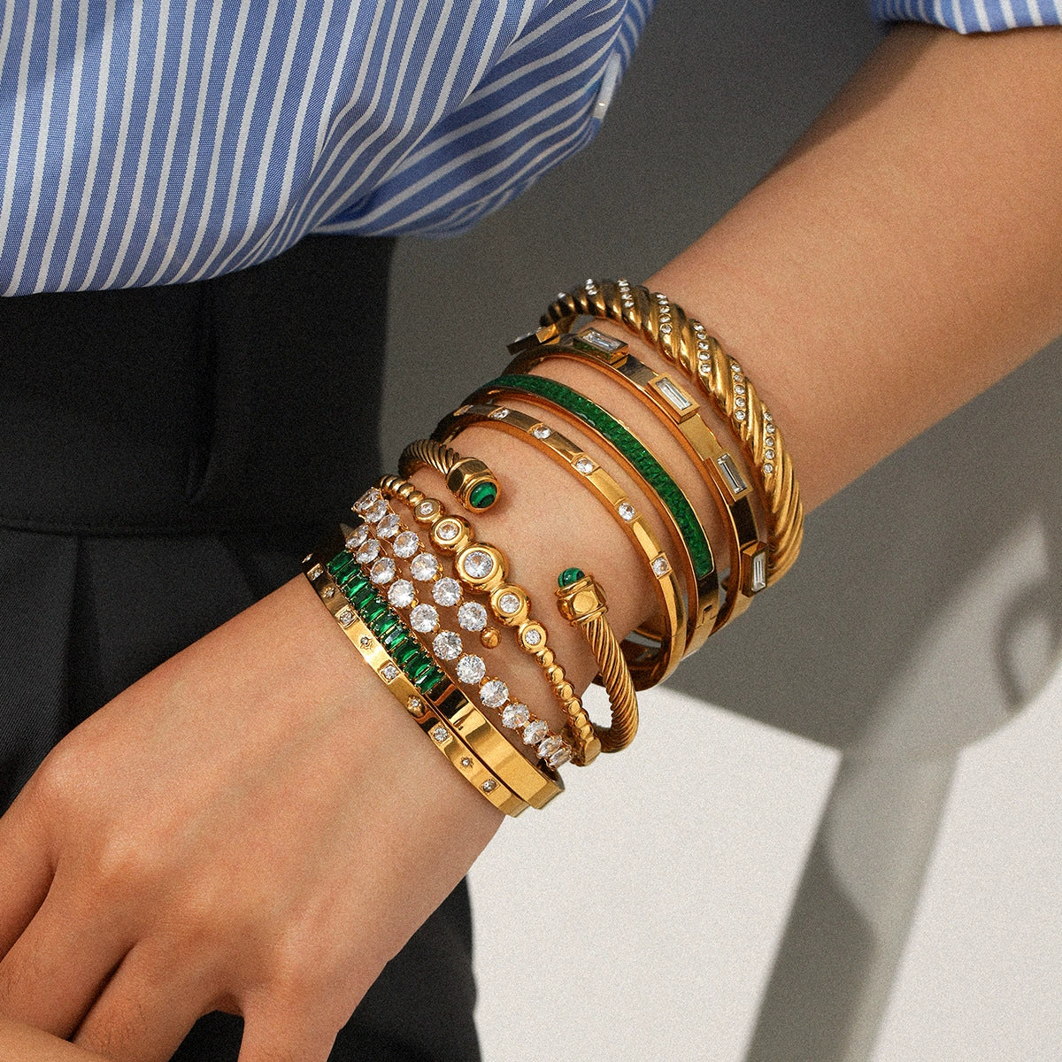 Wholesale Women's Geometric Zircon Stainless Steel Bracelet - Image 2