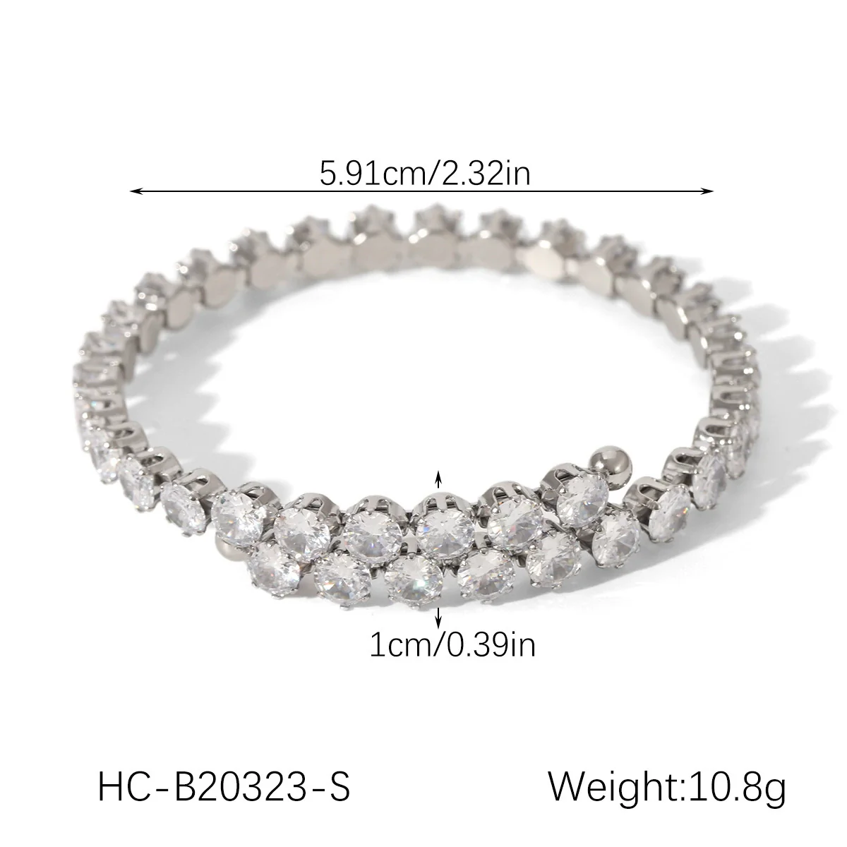 Wholesale Women's Geometric Zircon Stainless Steel Bracelet - Image 9