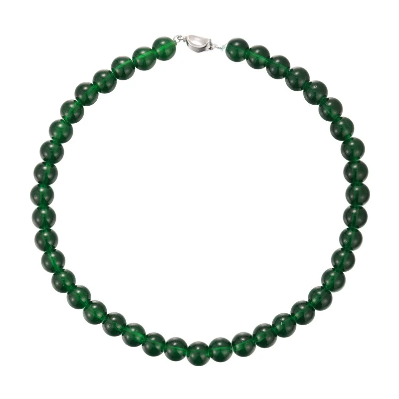 Wholesale Women's Glass Beaded Necklace With Geometric Style And Baking Paint Process And Ball Chain And Ingot Buckle Clasp - Image 5