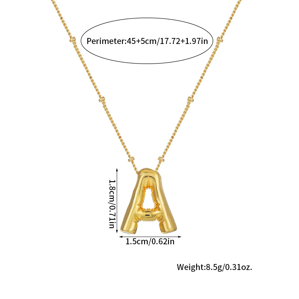 Wholesale Women's Glossy Bubble Letter Heart Copper Necklace Gold Plated With Ochain And Electroplating Treatment - Image 2