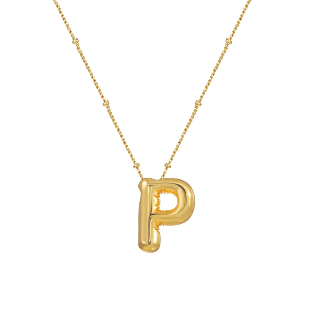 Wholesale Women's Glossy Bubble Letter Heart Copper Necklace Gold Plated With Ochain And Electroplating Treatment - Image 20