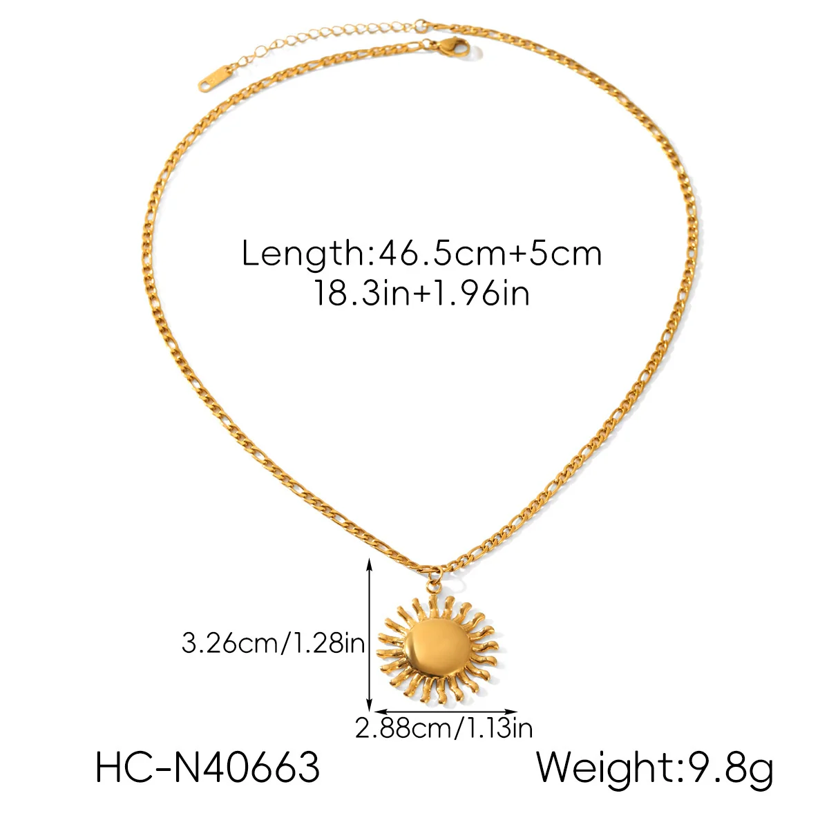 Wholesale Women's Gold Plated Stainless Steel Geometric Figaro Chain Pendant Necklace In Ins Minimalist Style - Image 6