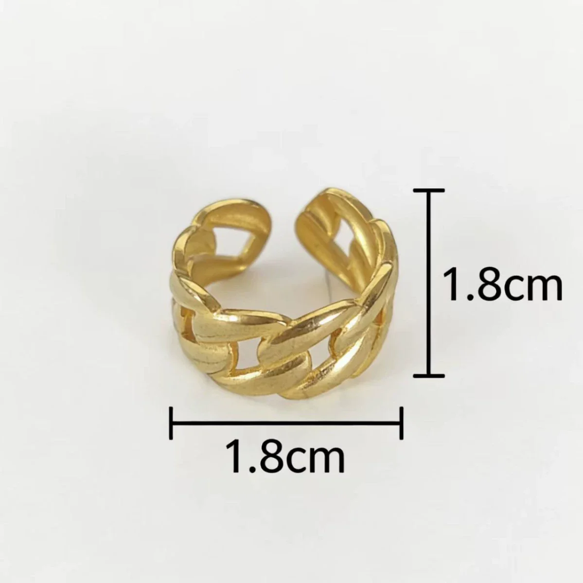 Wholesale Women's Gold Plated Stainless Steel Ring With Geometric Letters Numbers Text Pattern - Image 3