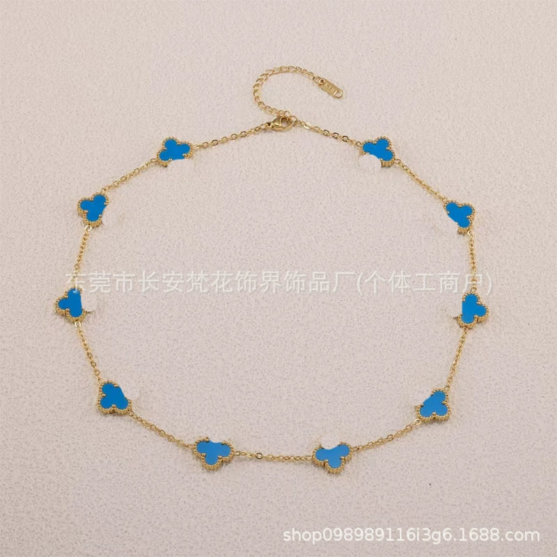 Wholesale Women's Gold Plated Titanium Steel Leaf Pattern Chain Necklace - Image 10