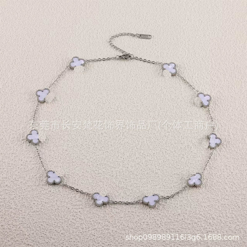 Wholesale Women's Gold Plated Titanium Steel Leaf Pattern Chain Necklace - Image 17