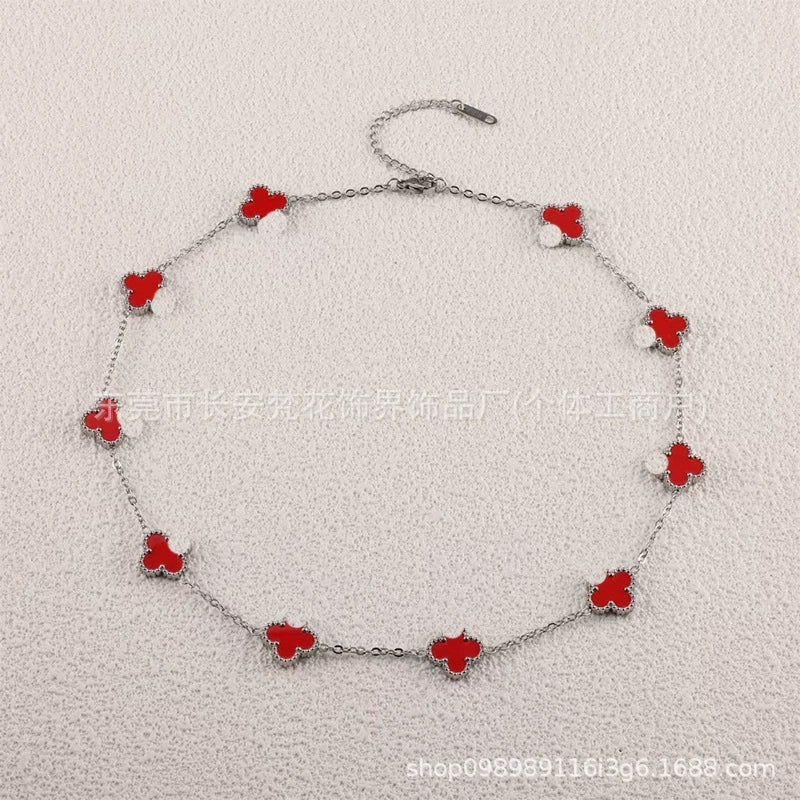 Wholesale Women's Gold Plated Titanium Steel Leaf Pattern Chain Necklace - Image 18