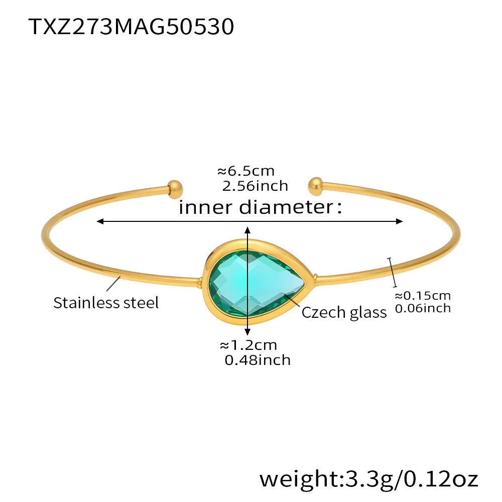 Wholesale Women's Goldplated Stainless Steel And Glass Stone Ferris Wheel Dropshaped Open Bracelet In Geometric Light Luxury Style - Image 11