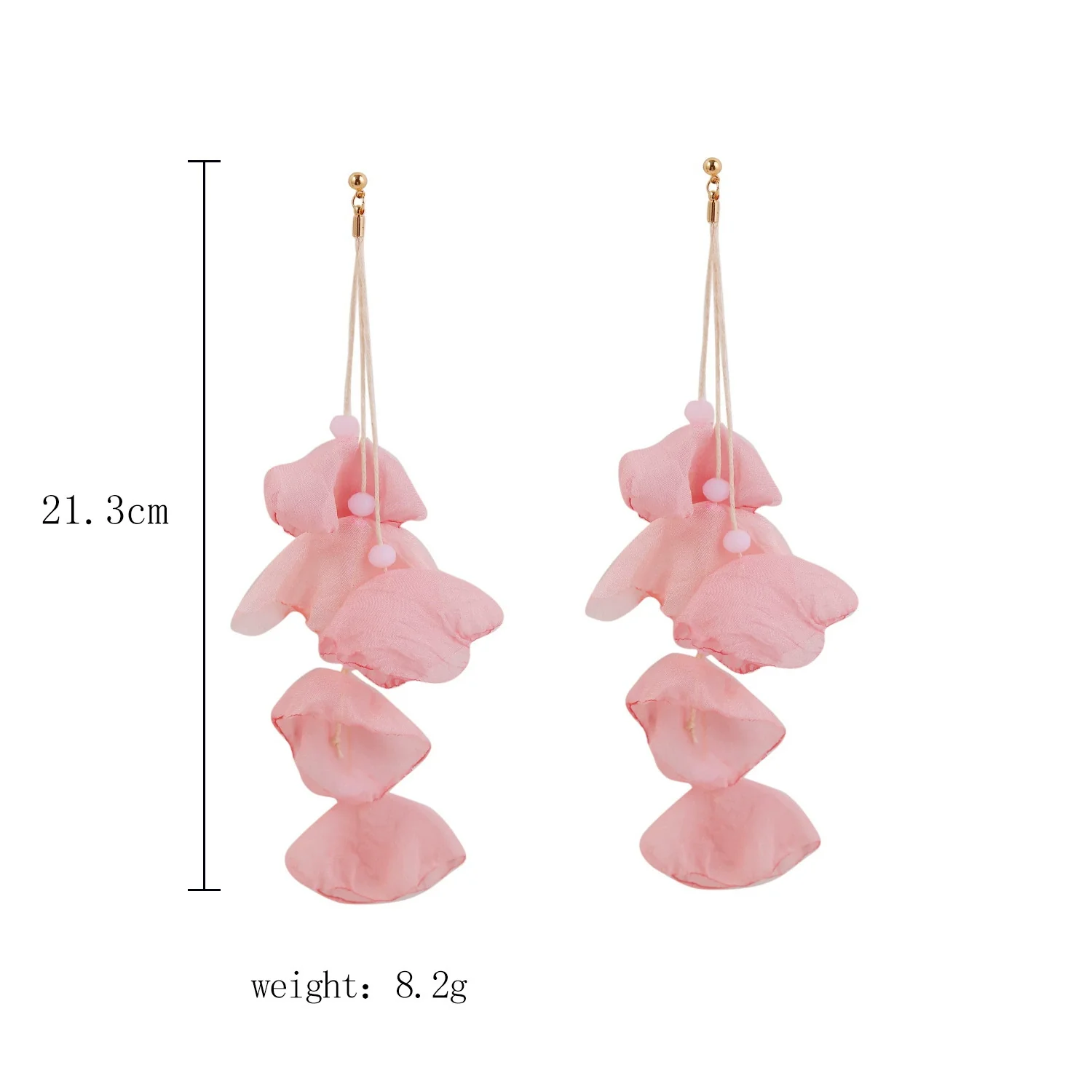 Wholesale Women's Handmade Fabric Flower Exaggerated Large Long Tassel Earrings Sweet Style - Image 10