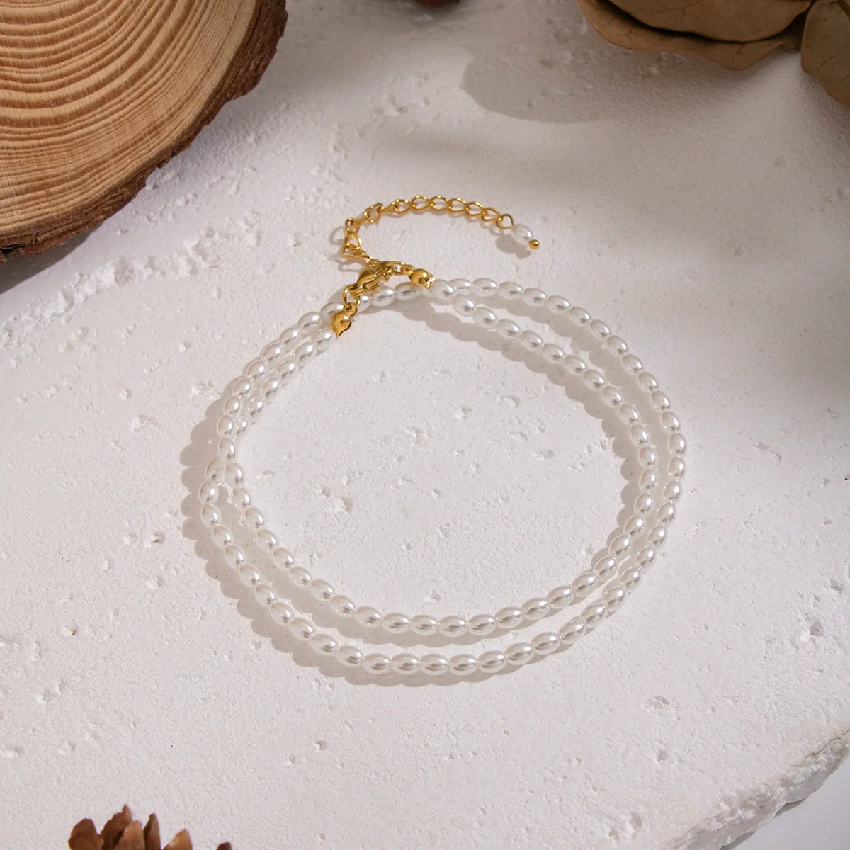 Wholesale Women's Handmade Geometric Beaded Pearl Necklace With 18K Real Gold Plating In Palace And Minimalist Style