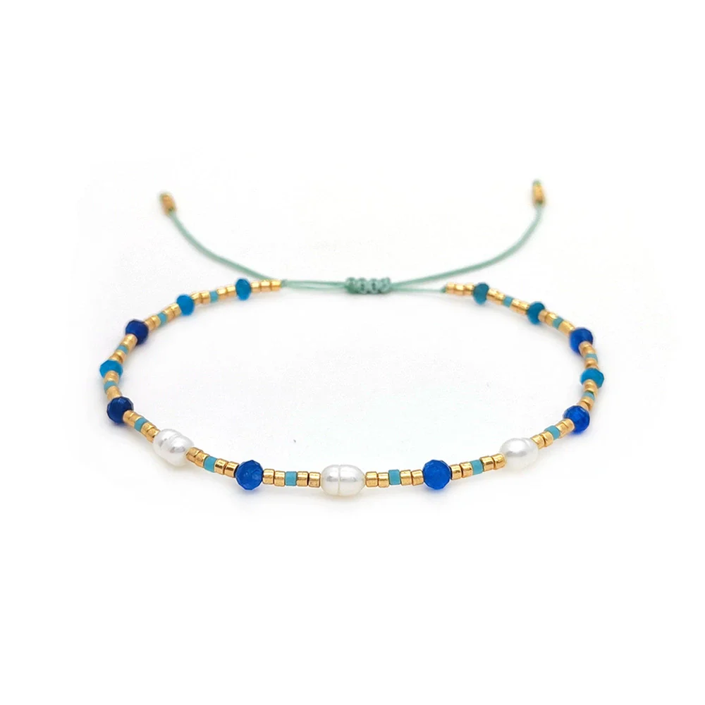 Wholesale Women's Handwoven Bracelet With Cord Natural Freshwater Pearl And Miyuki Rice Beads Geometric Style - Image 4