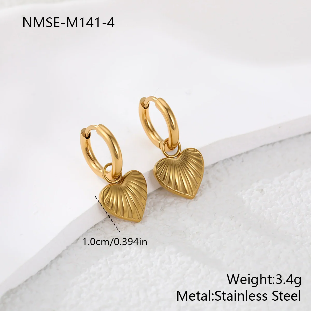 Wholesale Women's Heart Shaped Geometric Stainless Steel 18K Gold Electroplated Diamondencrusted Earrings - Image 11