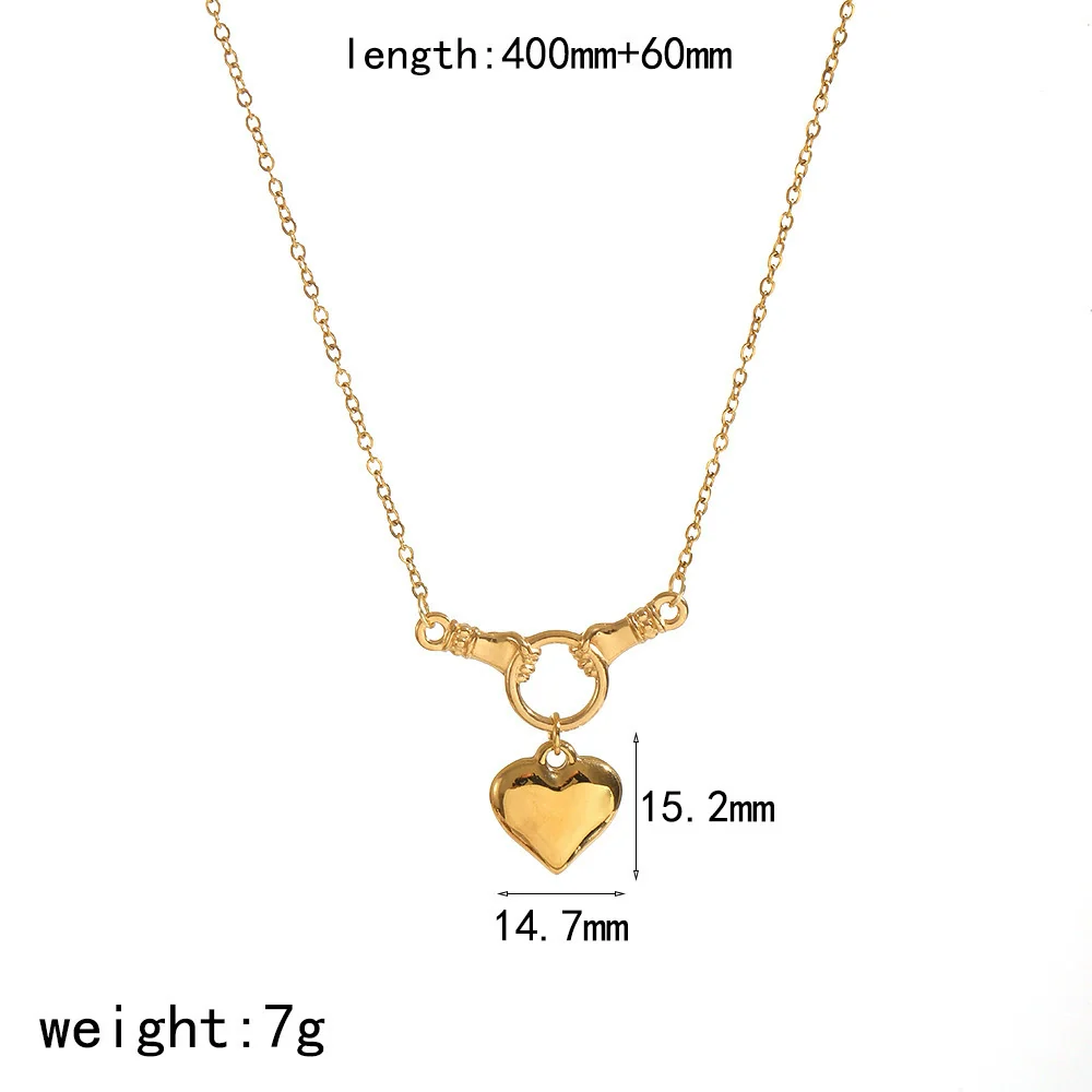 Wholesale Women's Heartshaped Stainless Steel Electroplated 18K Gold Ochain Necklace - Image 8