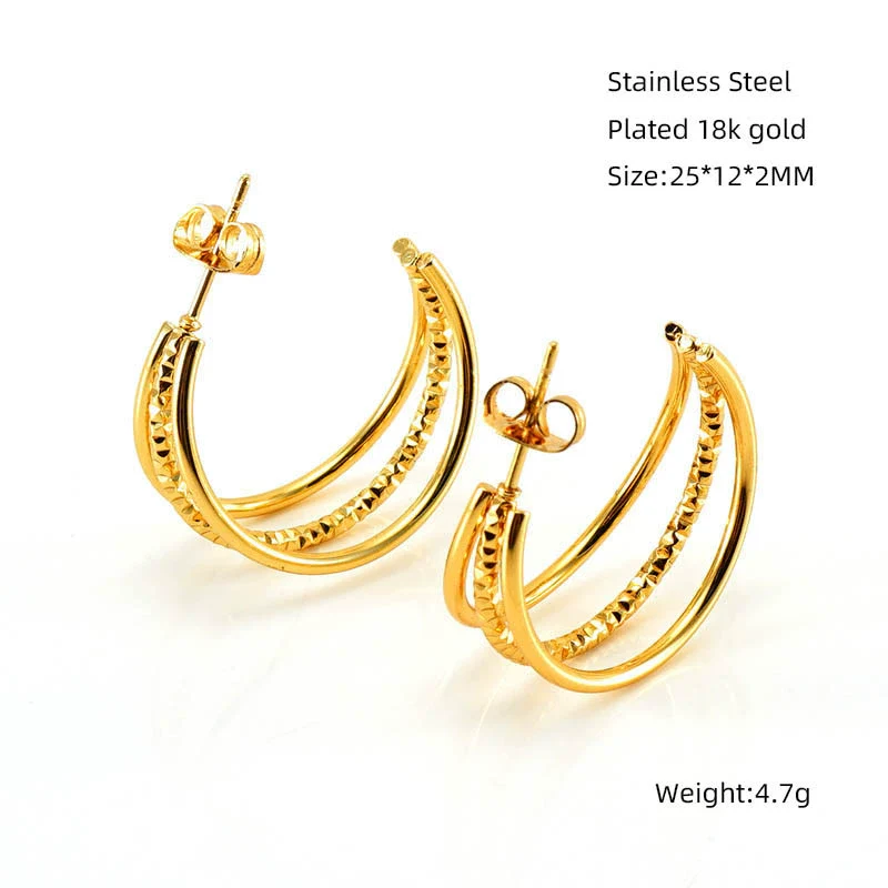 Wholesale Women's Highend Doublelayer 316L Stainless Steel Round Winding Geometric Earrings With Electroplating For Autumn And Winter - Image 7