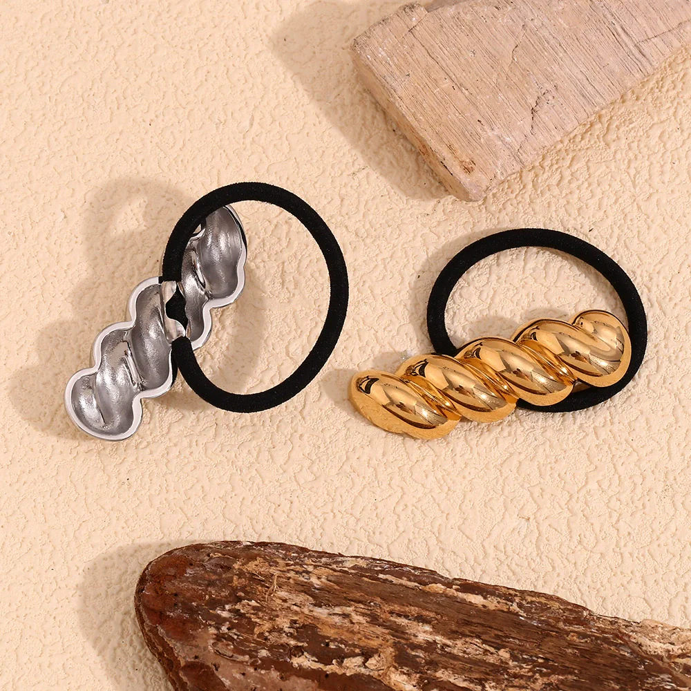Wholesale Women's Highend Fashion Geometric Stainless Steel 18K Gold Plated Twist Shape Hair Accessories - Image 2
