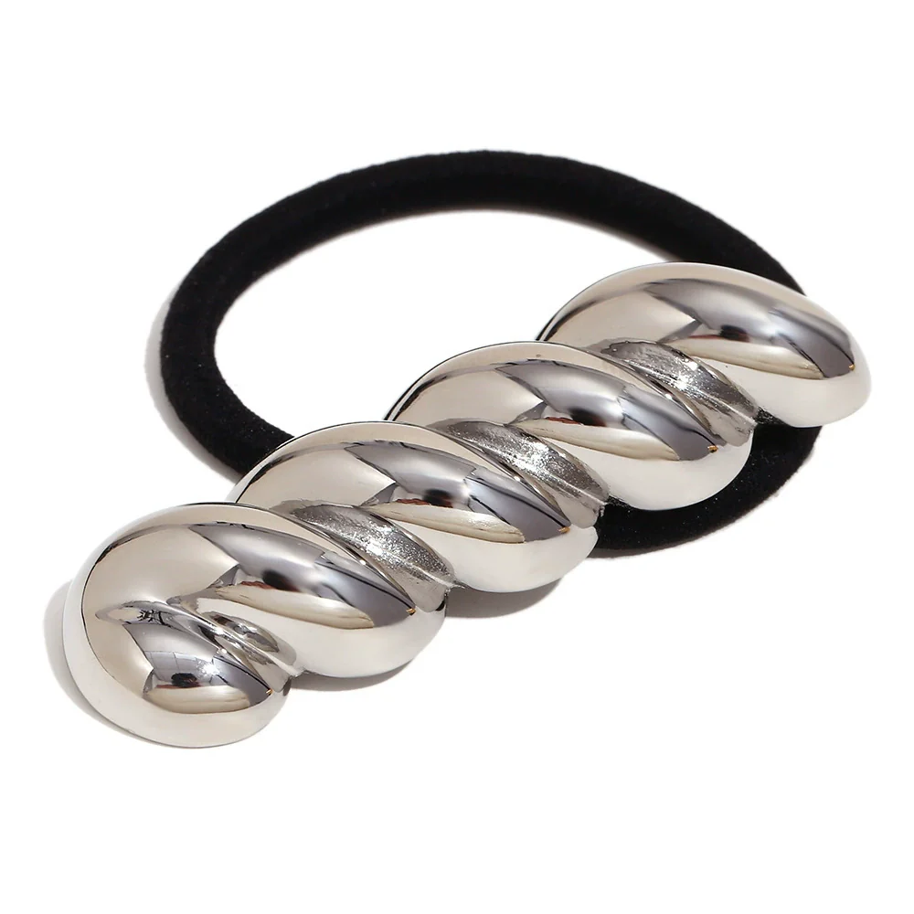 Wholesale Women's Highend Fashion Geometric Stainless Steel 18K Gold Plated Twist Shape Hair Accessories - Image 4