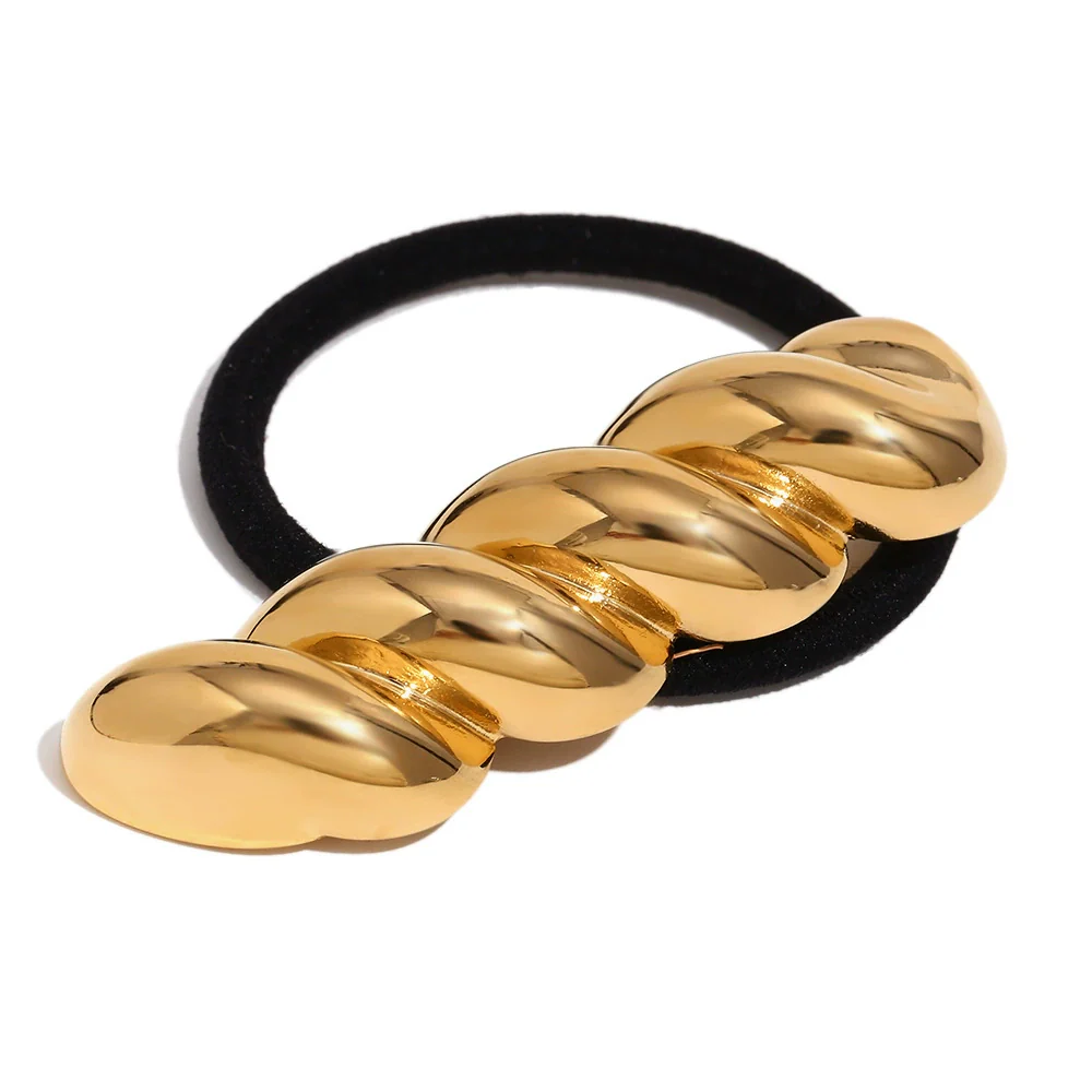 Wholesale Women's Highend Fashion Geometric Stainless Steel 18K Gold Plated Twist Shape Hair Accessories - Image 5