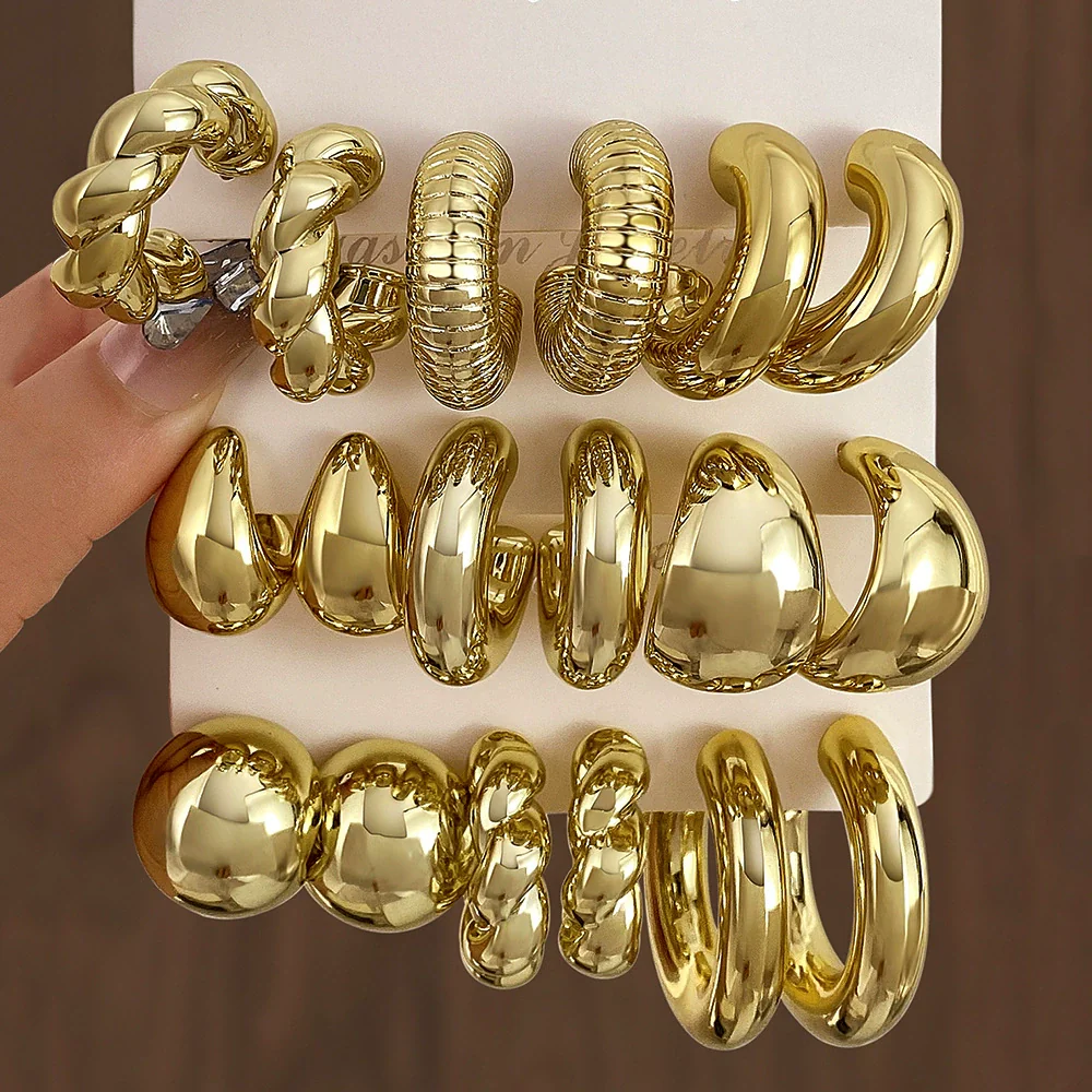 Wholesale Women's Highend Geometric Plastic Resin Electroplated Earrings - Image 5