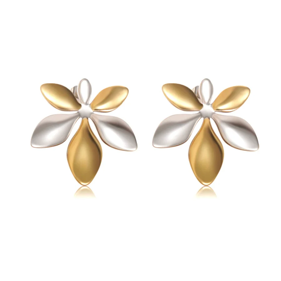 Wholesale Women's Highend Heart Shape Flower Goldplated Stainless Steel Earrings - Image 5