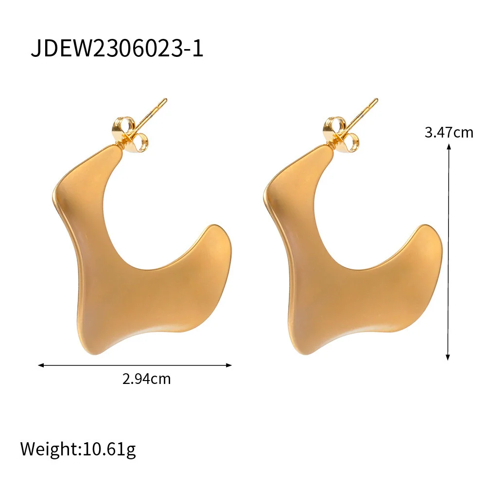 Wholesale Women's Highend Minimalist Geometric Wave Stainless Steel Electroplated Earrings - Image 7