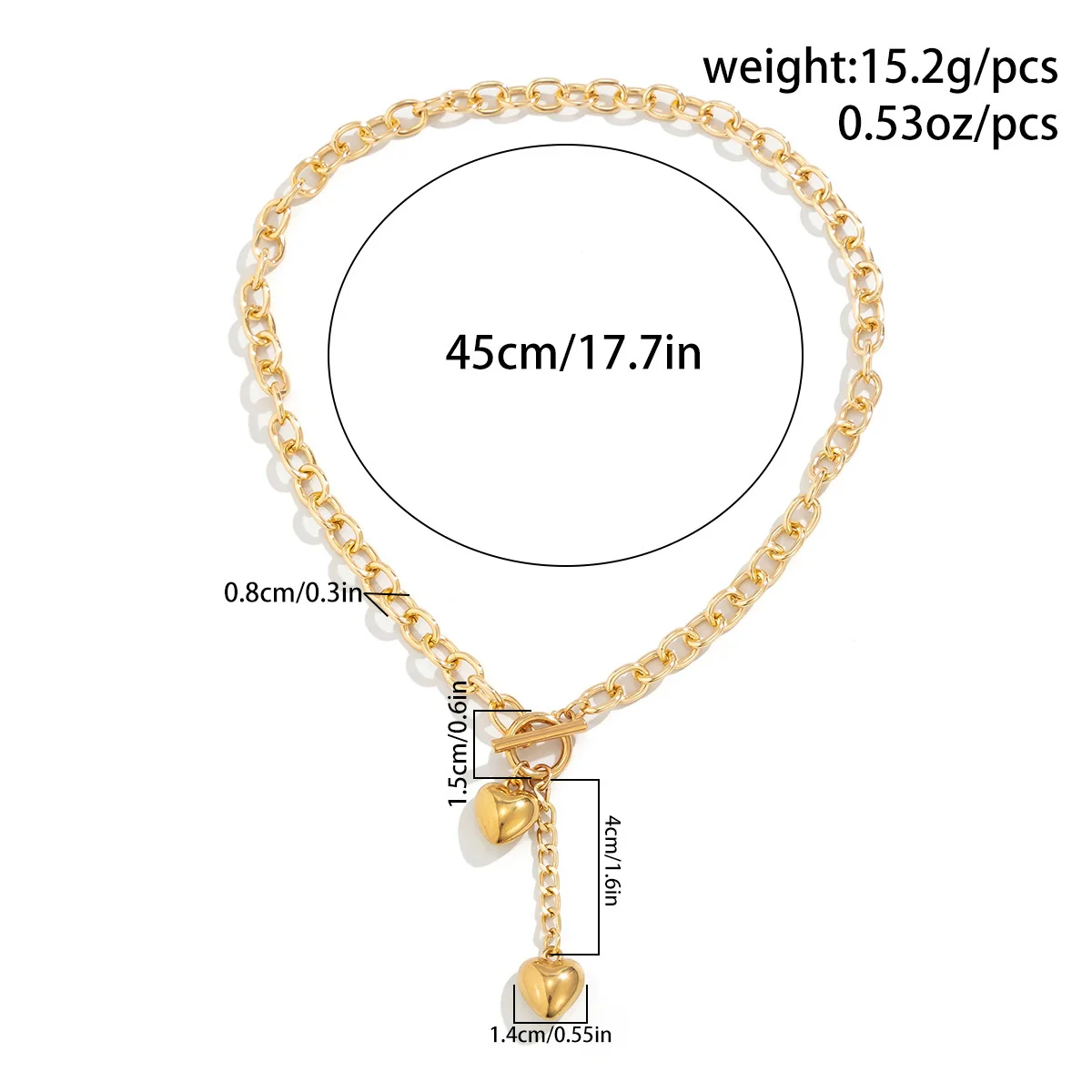 Wholesale Women's Hip Hop Style Iron Chain Alloy Heart Shape Pendant Necklace With Electroplating Treatment - Image 11