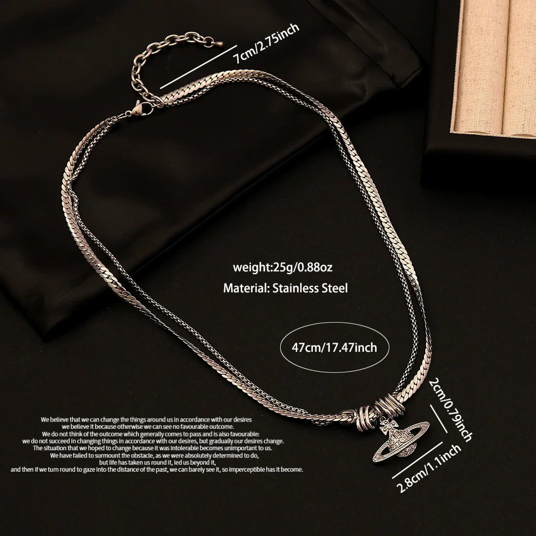 Wholesale Women's Ice Cute Style Diamond Ufo Pendant Necklace With Flat Snake Chain And Electroplating Design - Image 6