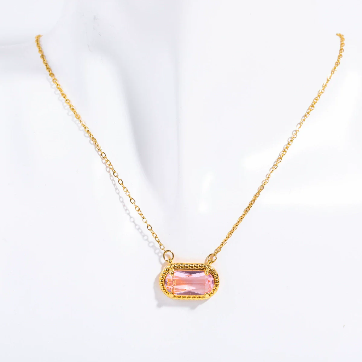 Wholesale Women's Ins Style Geometric Copper Natural Stone Inlaid Necklace Pendant And Bracelet With 18K Gold Electroplating - Image 8