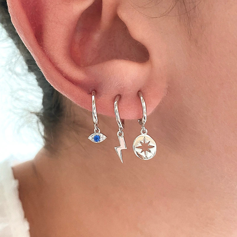 Wholesale Women's Ins Style Geometric Silver Needle Copper Electroplated Lightning Pendant Earrings - Image 2
