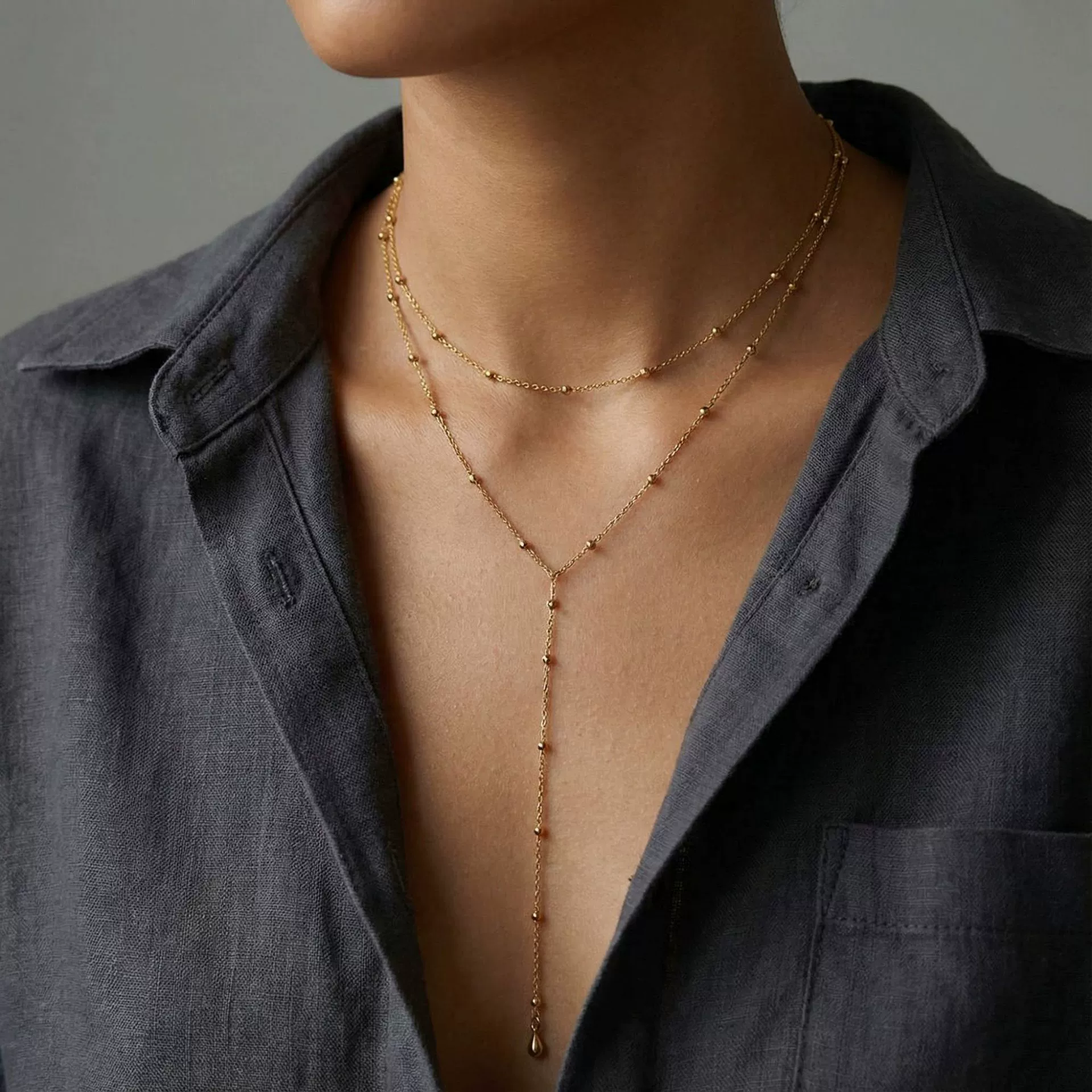 Wholesale Women's Ins Style Geometric Stainless Steel Electroplated Yshaped Necklace - Image 4
