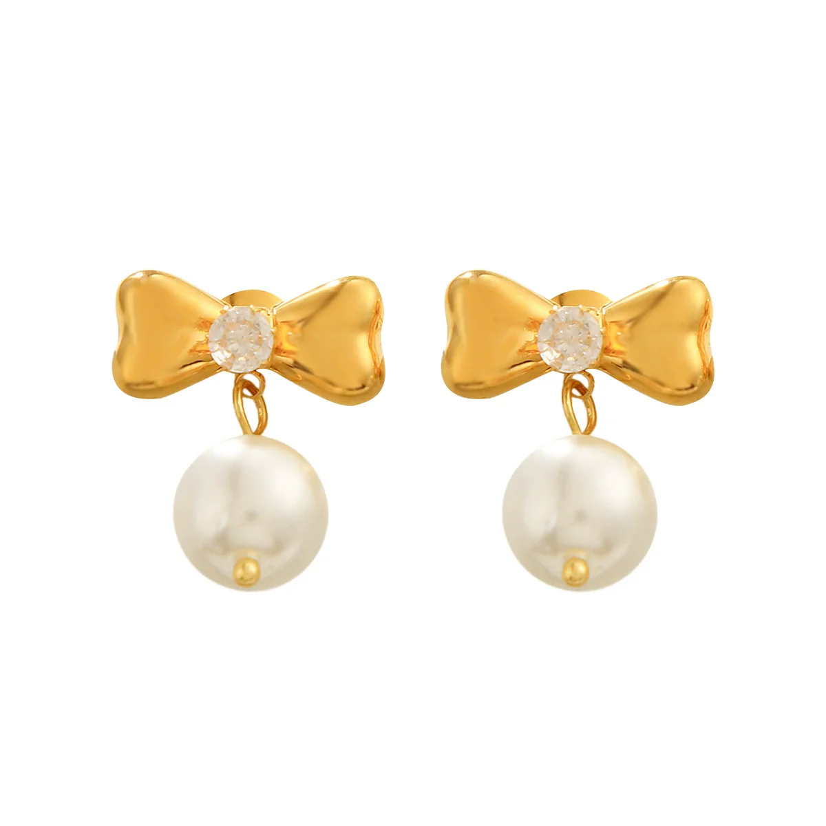 Wholesale Women's Ins Style Minimalist Bow Tie Stainless Steel Electroplated Earrings - Image 4