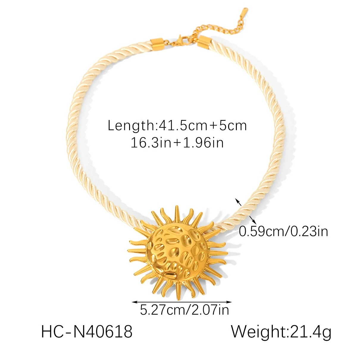 Wholesale Women's Ins Style Minimalist Geometric Stainless Steel Hammered Sun Pendant Necklace With Twist Chain And Electroplating - Image 6