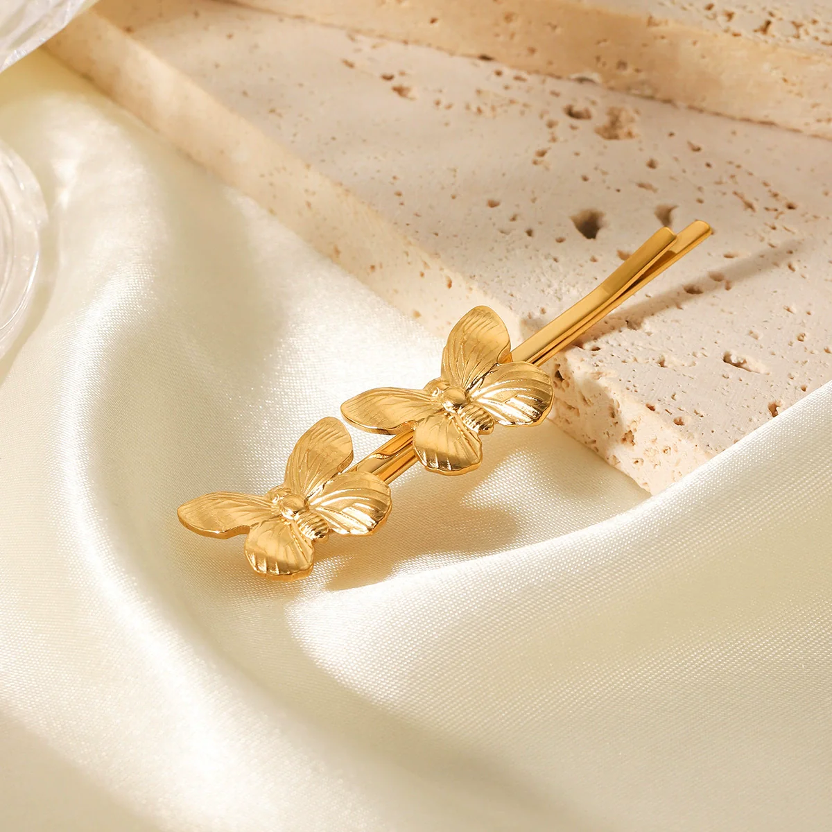 Wholesale Women's Ins Style Stainless Steel Electroplated Butterfly Hairpin Hair Accessories