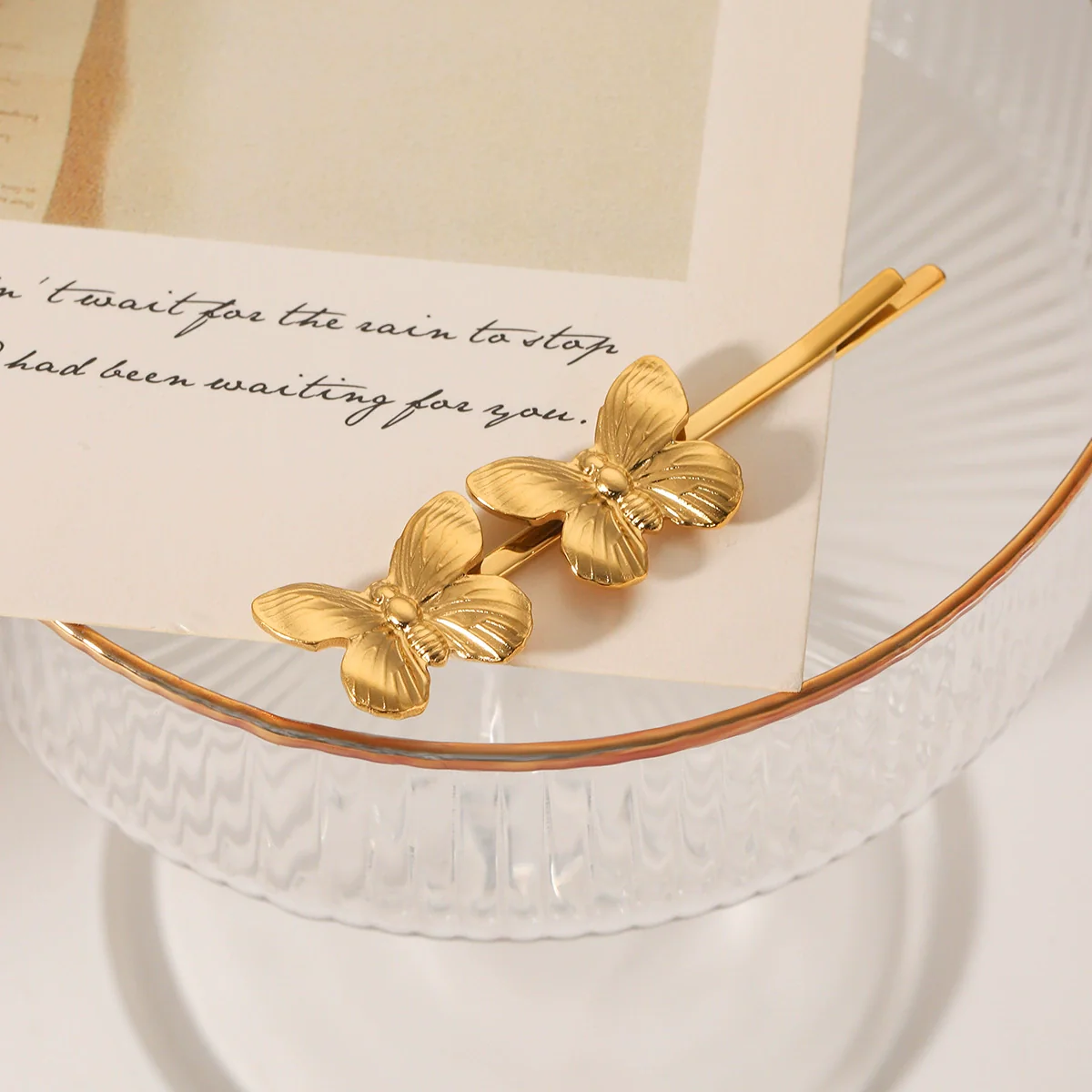Wholesale Women's Ins Style Stainless Steel Electroplated Butterfly Hairpin Hair Accessories - Image 4