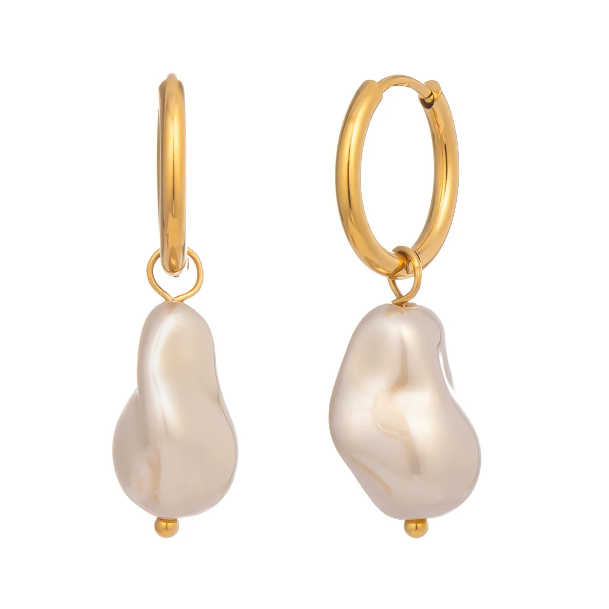 Wholesale Women's Irregular Baroque Geometric Light Luxury Minimalist Stainless Steel Pvd Furnace Vacuum Real Gold Plated Pearl Earrings Jewelry - Image 5