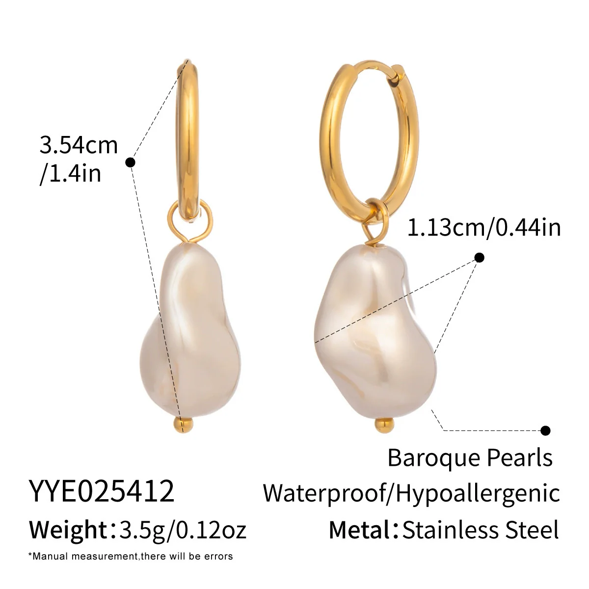 Wholesale Women's Irregular Baroque Geometric Light Luxury Minimalist Stainless Steel Pvd Furnace Vacuum Real Gold Plated Pearl Earrings Jewelry - Image 6