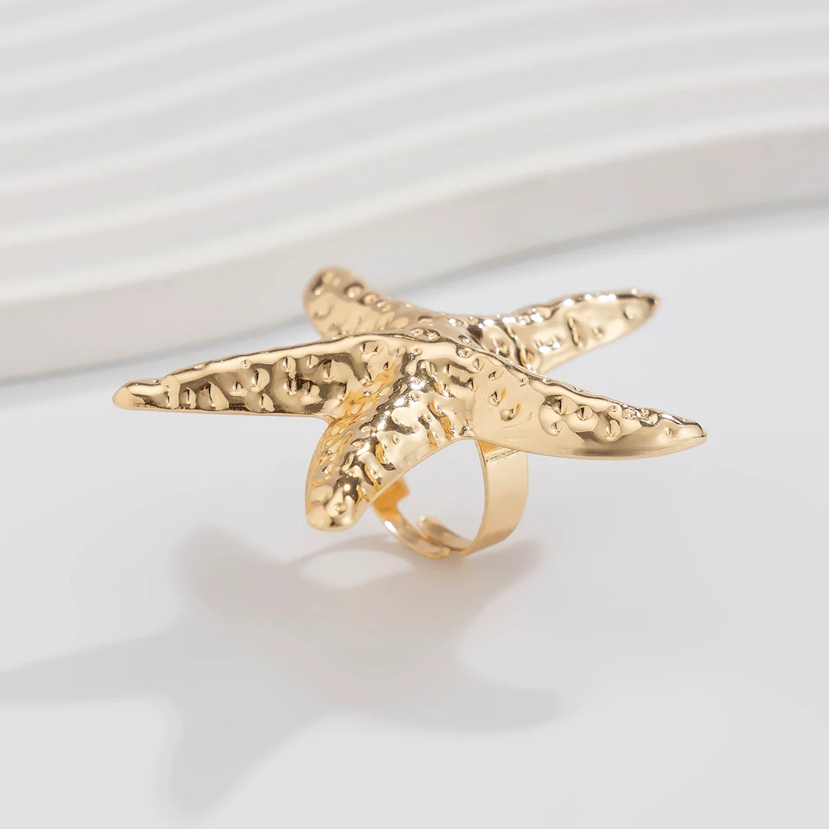 Wholesale Women's Jewelry Alloy Imitation Pearl Starfish Ring Holiday Style Geometric Electroplated - Image 6
