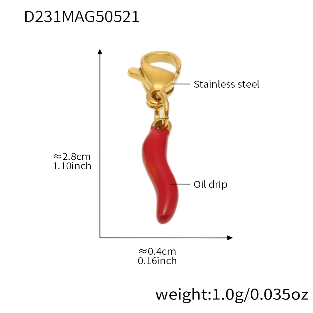 Wholesale Women's Jewelry Ferris Wheel Four Leaf Clover Red Chili Pendant Necklace In Stainless Steel With Enamel Glaze And Electroplating - Image 12