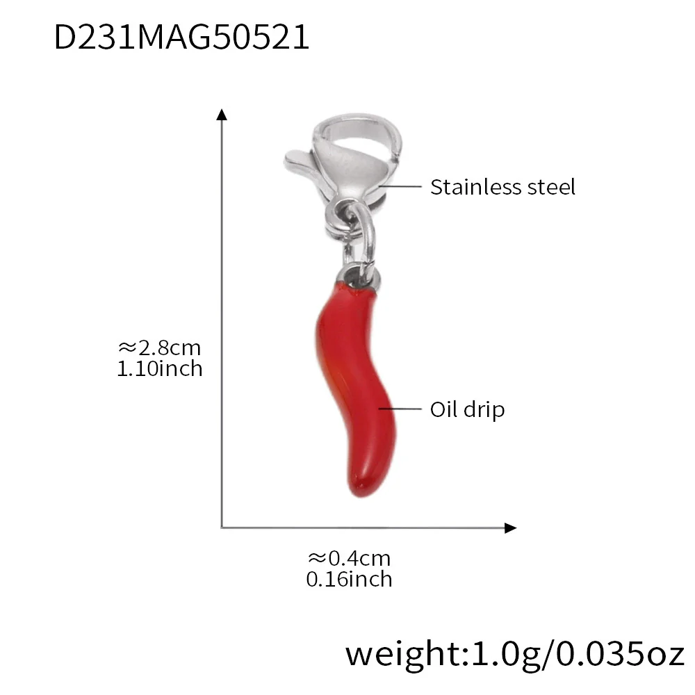Wholesale Women's Jewelry Ferris Wheel Four Leaf Clover Red Chili Pendant Necklace In Stainless Steel With Enamel Glaze And Electroplating - Image 13